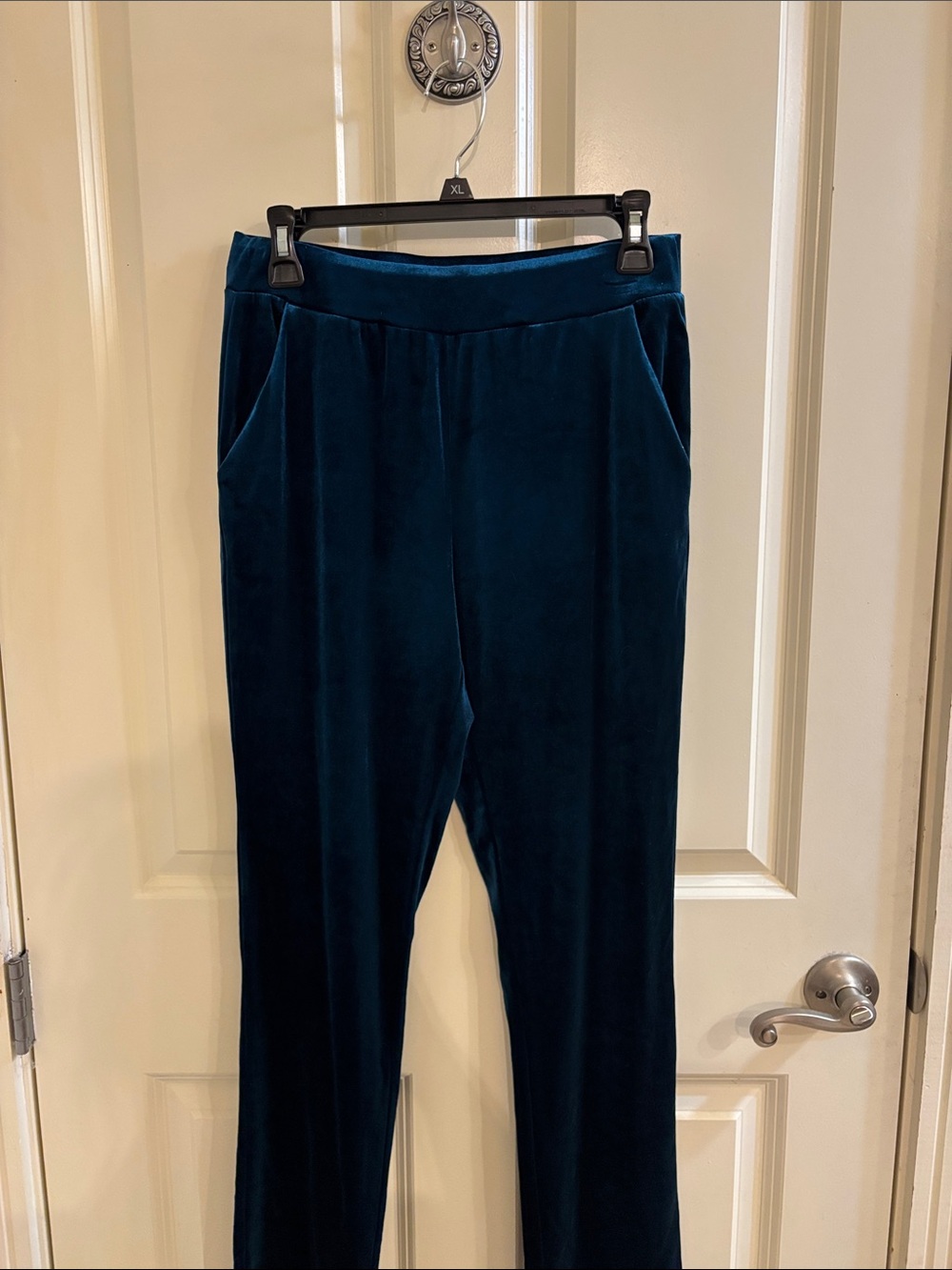 Rachel Velvet Pull-On Pants in Deep Teal